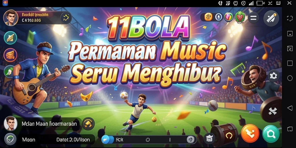 Tampilan gameplay seru di 11BOLA dengan lagu-lagu menarik.