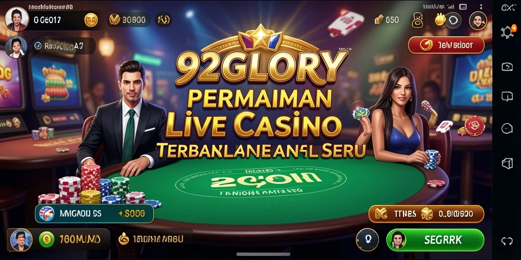 Screenshot gameplay menampilkan dealer profesional dan interaksi langsung antar pemain.