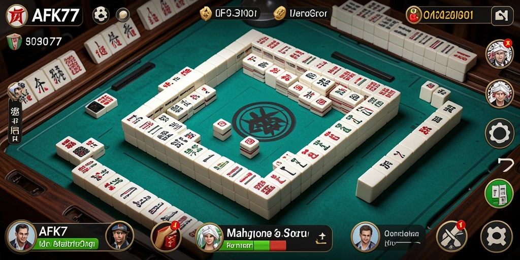 Tampilan gameplay <strong>AFK77</strong> yang menarik dengan desain ubin Mahjong.
