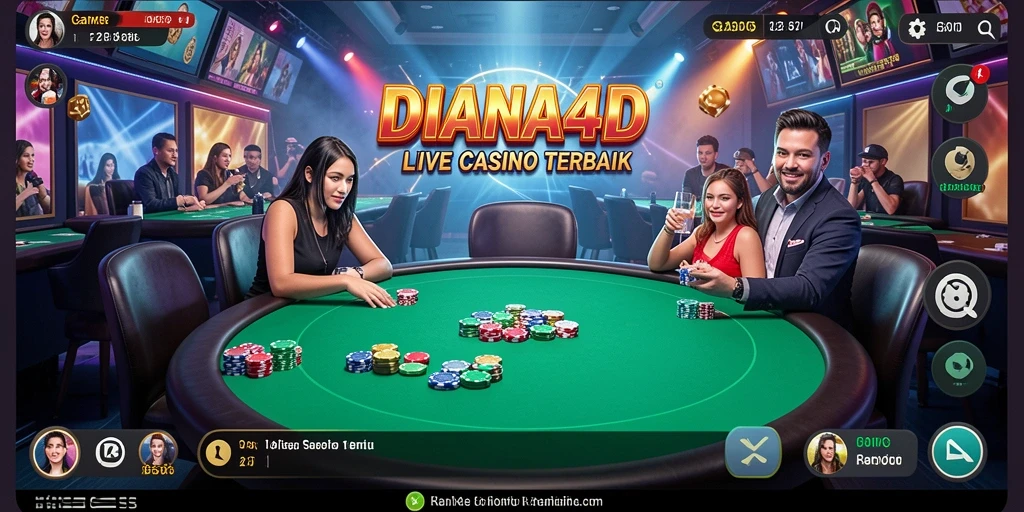 Screenshot utama DIANA4D menampilkan dealer live yang sedang bermain blackjack.