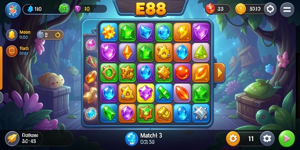 Tampilan gameplay E88 yang menantang dan berwarna.