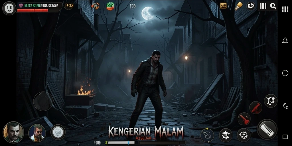 Screenshot gameplay FO8 menunjukkan suasana menyeramkan dan mencekam.
