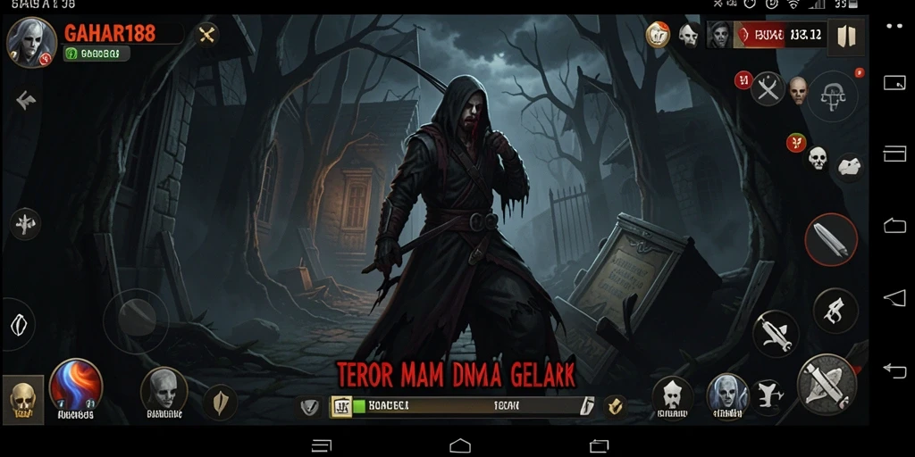 Screenshot gameplay menampilkan suasana menyeramkan dari GAHAR188.