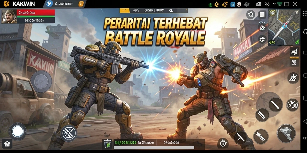 Screenshot KAKWIN menampilkan aksi seru dalam pertempuran Battle Royale.