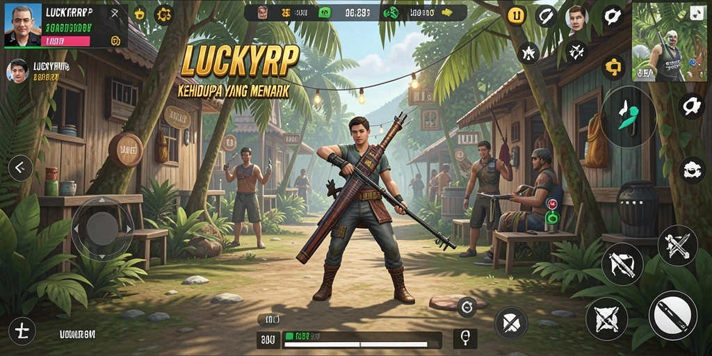Tampilan gameplay LUCKYRP yang penuh warna dan interaktif.