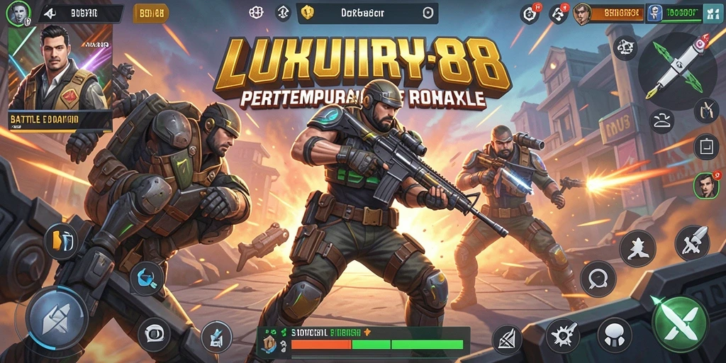 Tampilan gameplay LUXURY88 dengan aksi pertempuran seru di arena.
