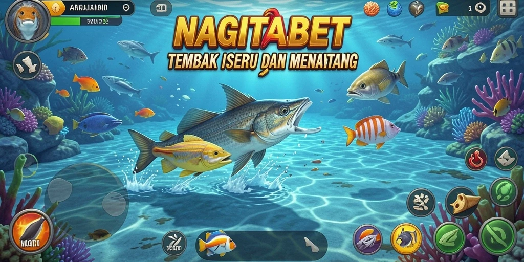 Tampilan gameplay NAGITABET dengan aksi menangkap ikan.