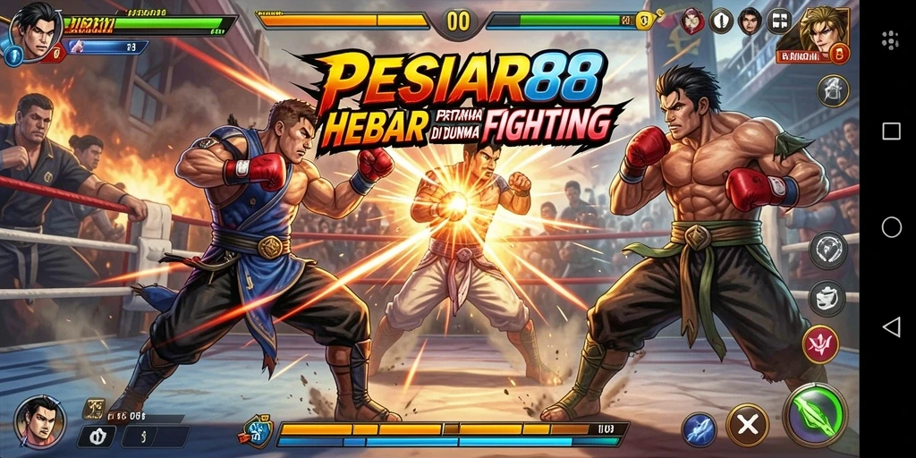 Tampilan gameplay PESIAR88 menampilkan aksi pertarungan yang intens dan mendebarkan.