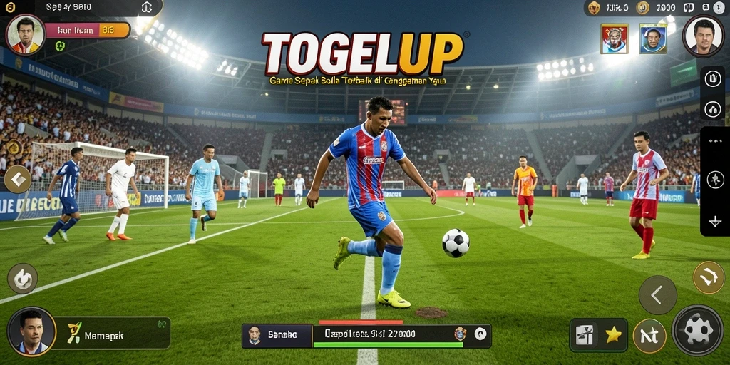 Gameplay seru dan realistis di TOGELUP saat bertanding sepak bola.