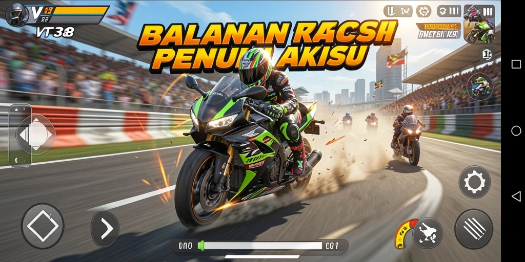 Gameplay seru saat balapan motor dalam VT38.