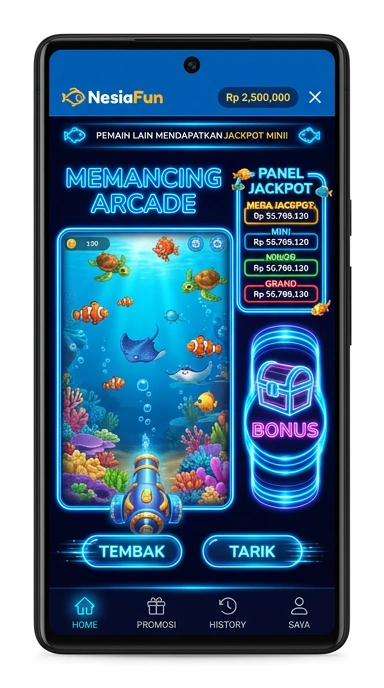Screenshot aplikasi nesiafun menampilkan berbagai kategori populer.